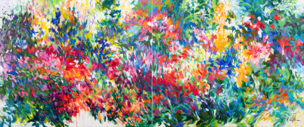 Françoise's garden, acrylic on canvas diptych 2x120x100cm
